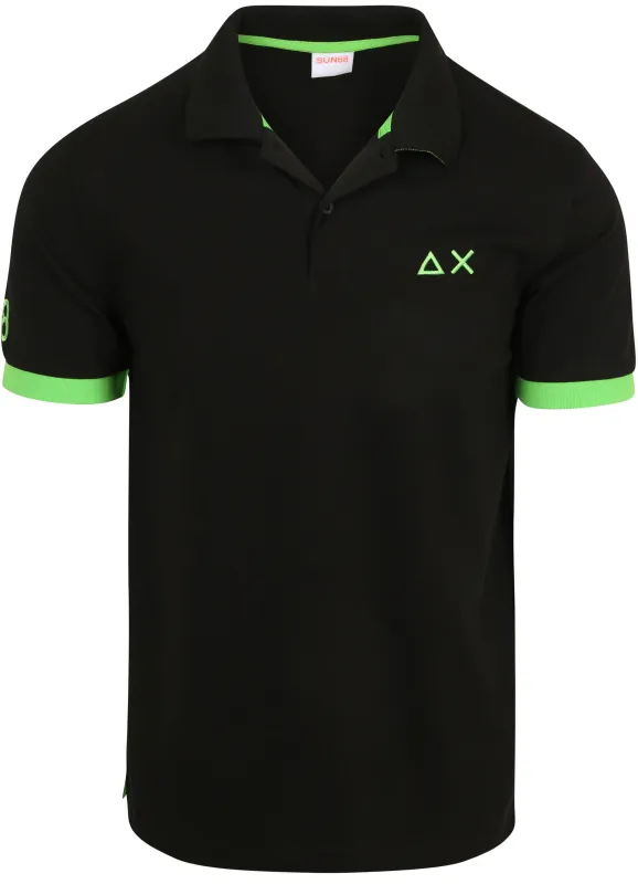 Sun68 Polo Shirt Big Logo Fluo Black maat L
