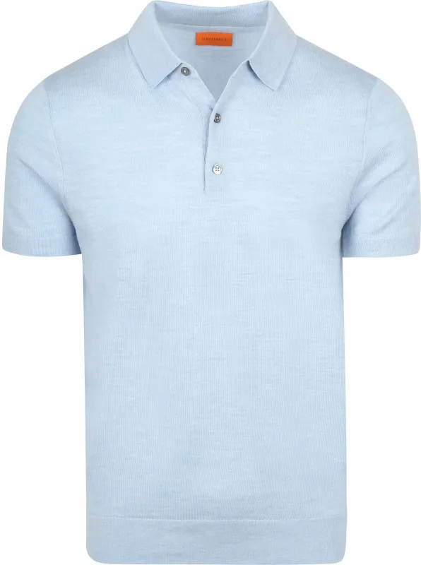 Suitable Polo Shirt Merino Wool Light Light blue Blue maat L