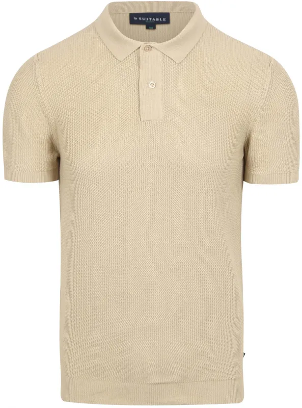 Suitable Respect Polo Shirt Structure Knit Beige maat M