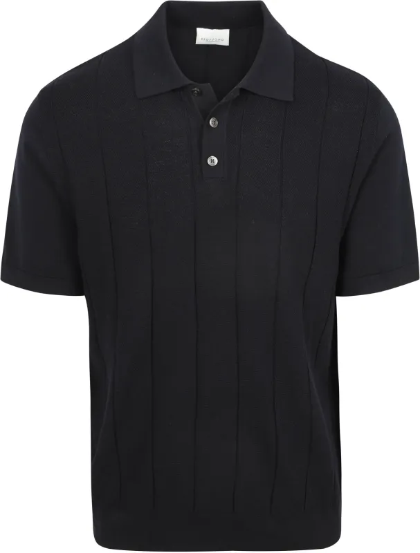 Profuomo Polo Shirt Drop Needle Structure Navy Blue Dark Blue maat M