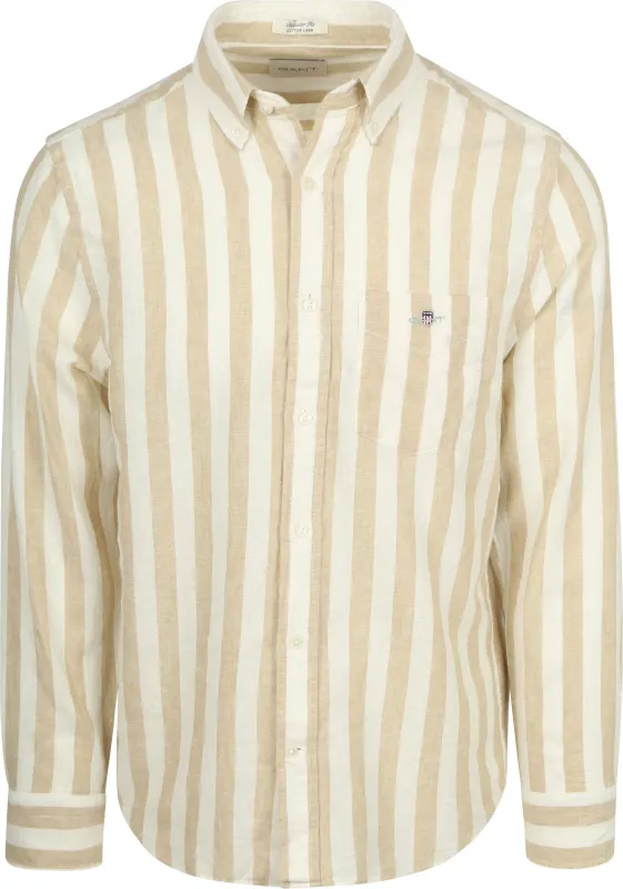 Gant Cotton Linen Shirt Stripe Beige maat 3XL