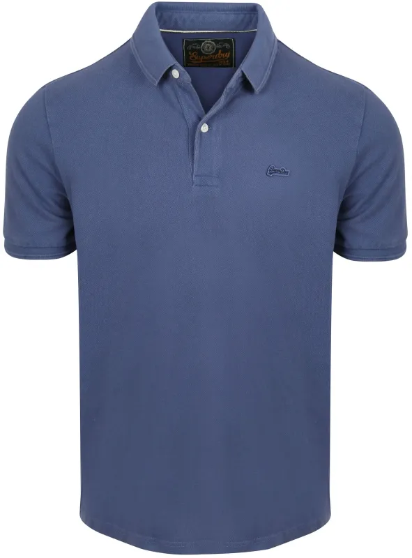 Superdry Polo Pique Bay Dark Blue Blue maat L
