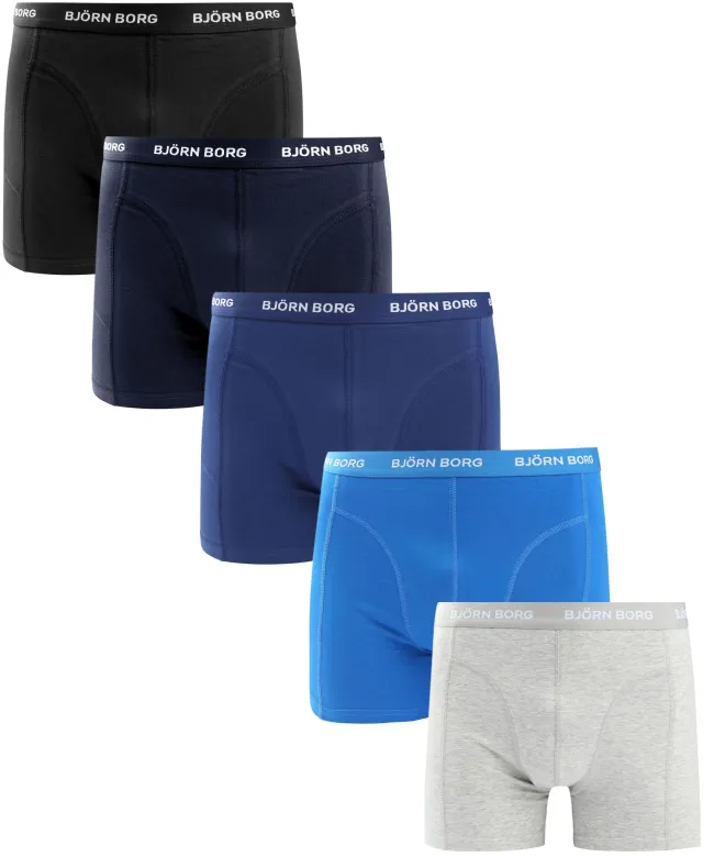 Bjorn Borg Boxers Cotton Stretch 5-Pack grey Light blue Blue Dark Blue Grey maat L
