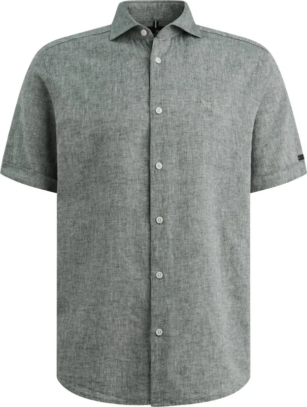 Vanguard Short Sleeve Shirt Linen Blend Light Light blue Blue maat 3XL