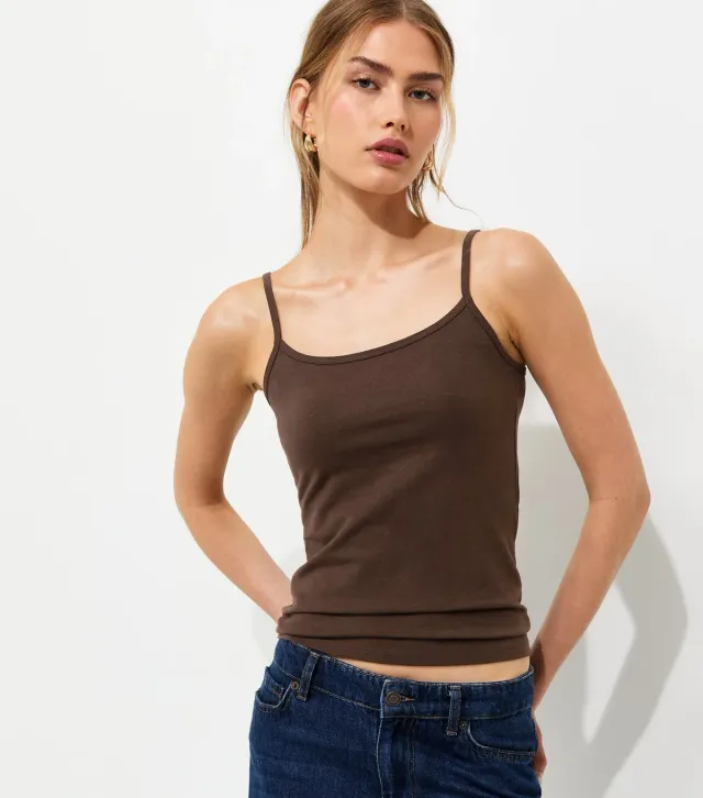Dark Brown Scoop Neck Cami Top
