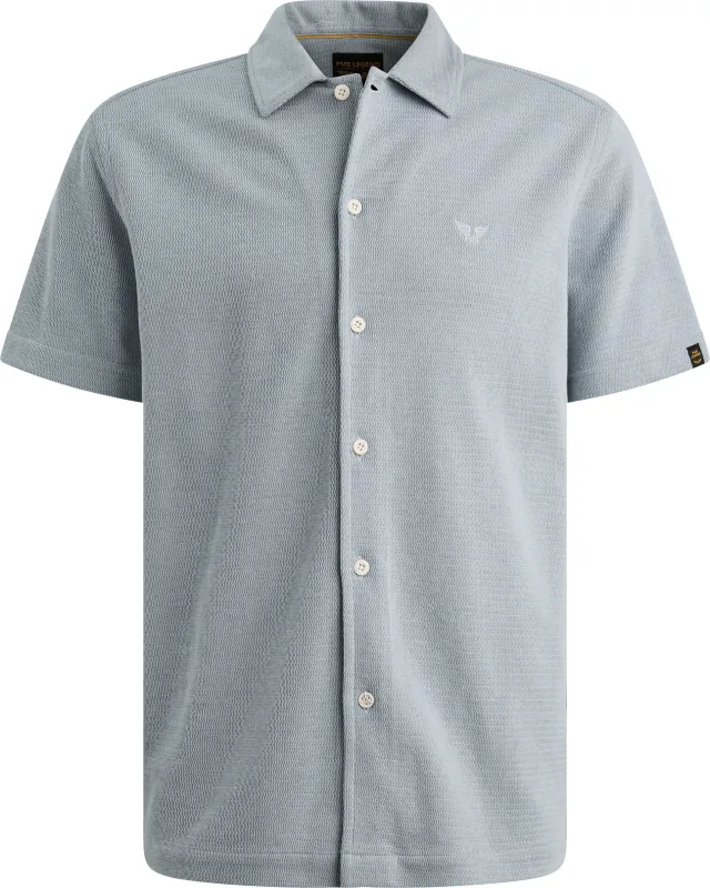PME Legend Short Sleeve Shirt Jersey Interlock Rain Washed Light blue Blue maat 3XL