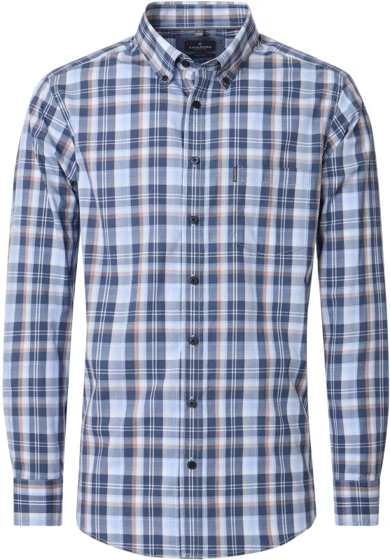 CASAMODA Casual Shirt Faux Checks Multicolour Blue maat 5XL