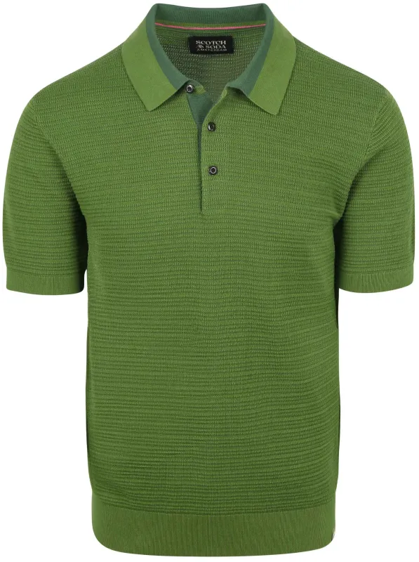 Scotch & Soda Knitted Polo Structure Green maat L