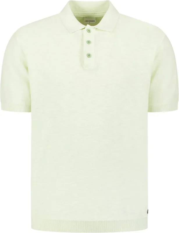 No Excess Knitted Slub Polo Shirt Green maat 3XL