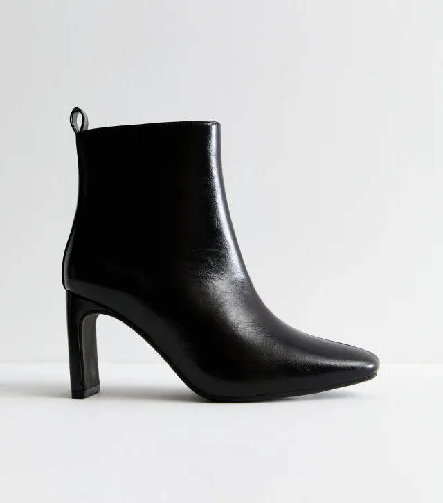 Black Square-Toe Ankle Boots Vegan