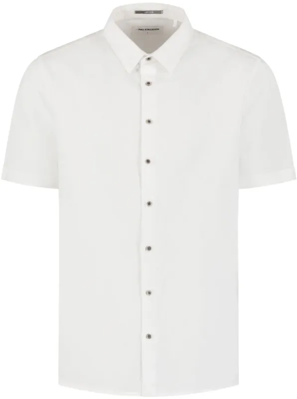 No Excess Short Sleeve Shirt Linen Blend White maat L