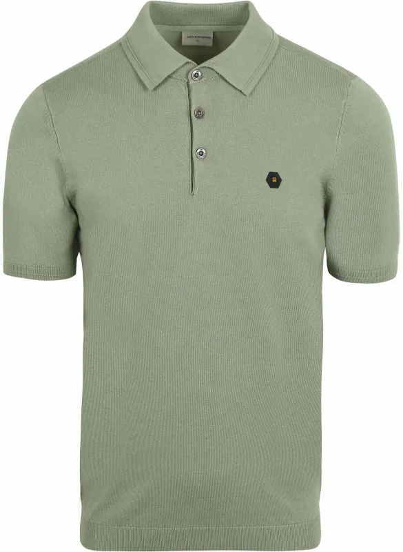 No Excess Knitted Polo Shirt Green maat L