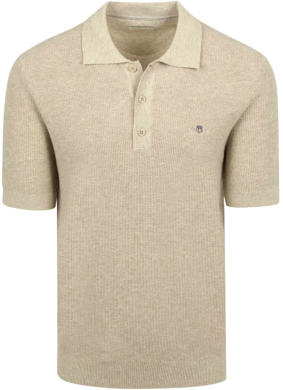 Gant Knitted Polo Shirt Beige maat 3XL