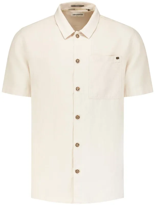 No Excess Short Sleeve Shirt Linen Blend Ecru Beige Off-White maat 3XL