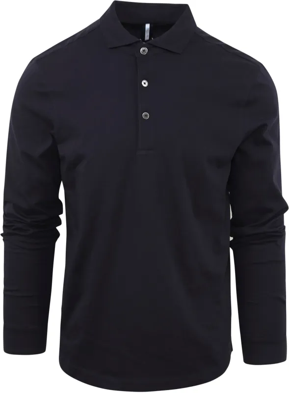 Profuomo Longsleeve Polo Navy Melange Blue Dark Blue maat L