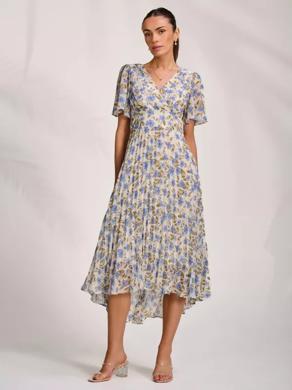 Jolie Moi Floral Pleated Maxi Dress