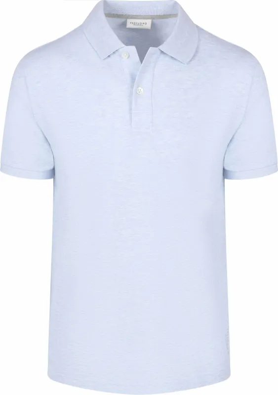 Profuomo Piqué Polo Shirt Melange Light Light blue Blue maat L