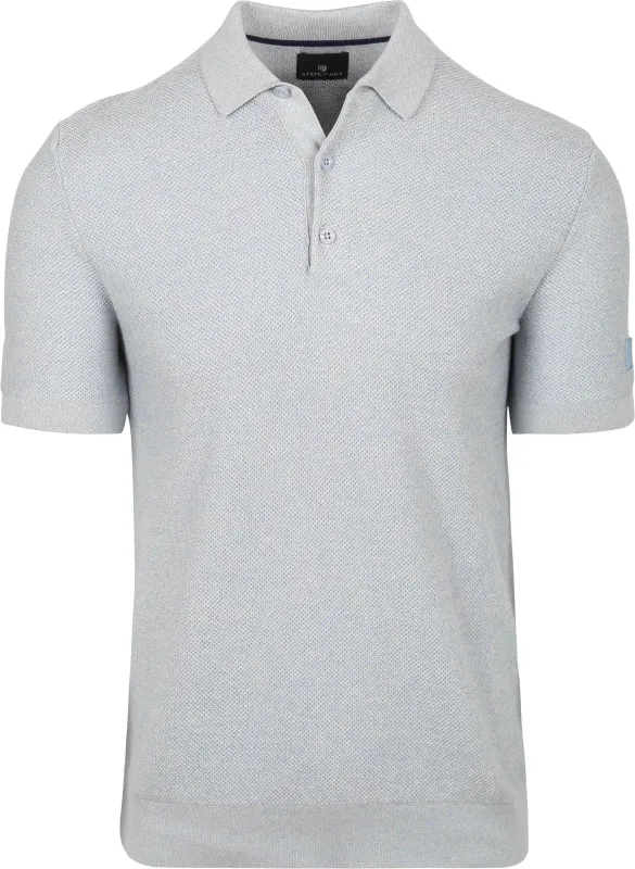 State of Art Knitted Polo Blue maat 3XL
