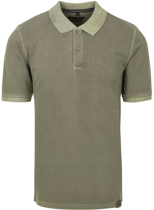 CASAMODA Polo Shirt Piqué Garment Dye Olive Green Dark Green maat 5XL
