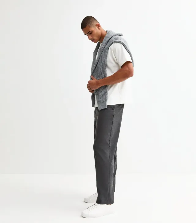 Dark Grey Relaxed Pleated Tailored Trousers