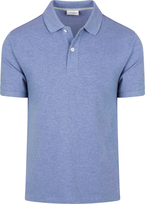 Profuomo Piqué Polo Shirt Melange Blue maat L