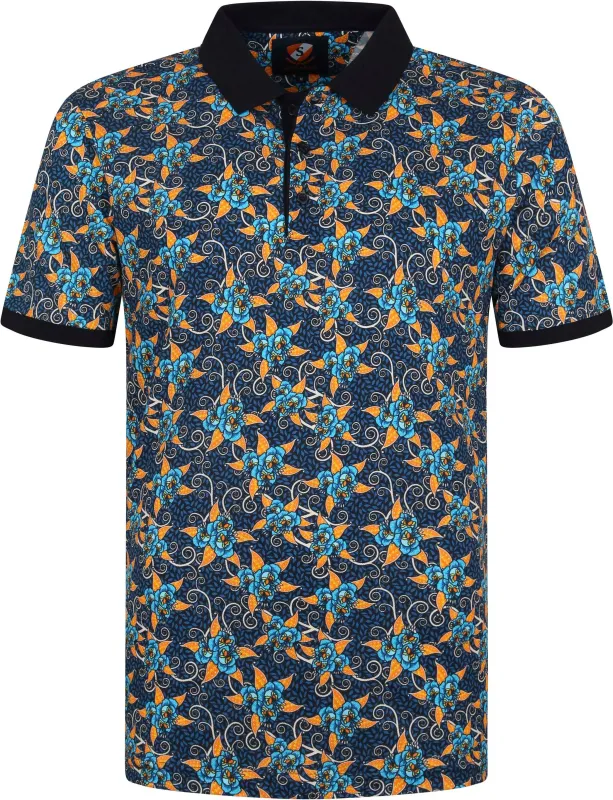Suitable Polo Floral Dark Multicolour Blue Dark Blue maat L