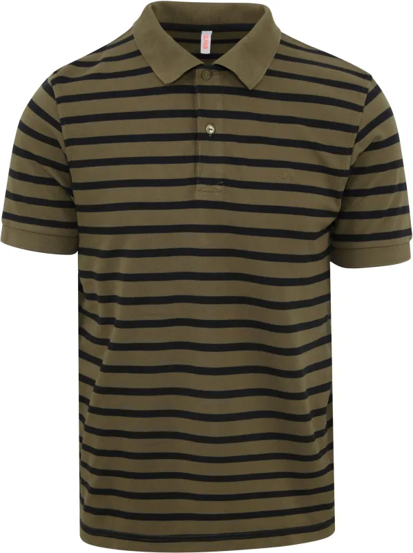 Sun68 Polo Shirt Stripes Green maat L