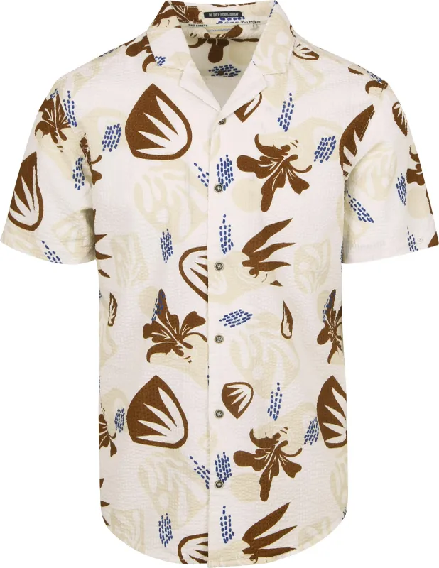 No Excess Short Sleeve Shirt Seersucker Beige maat L