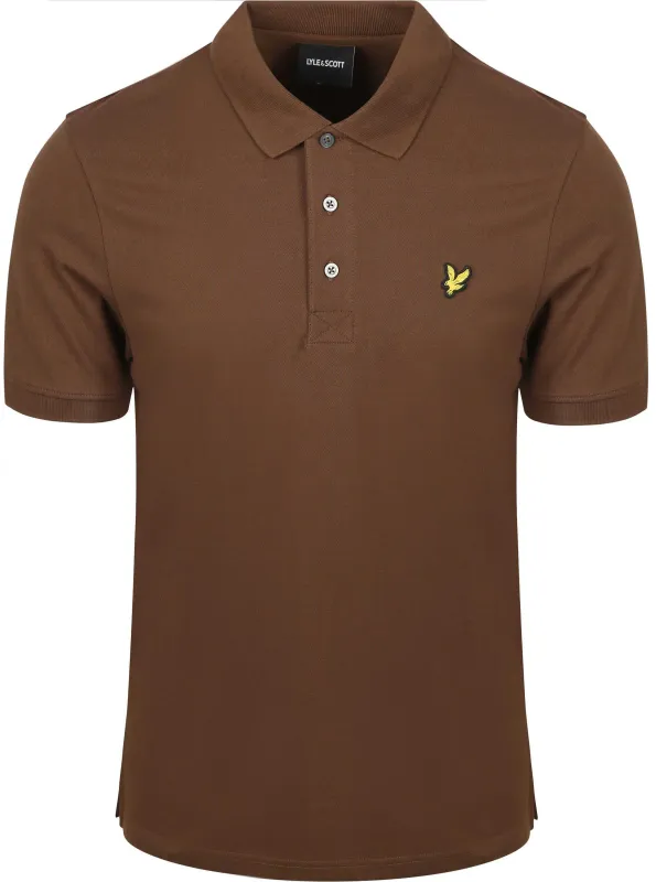 Lyle and Scott Polo Plain Brown maat L