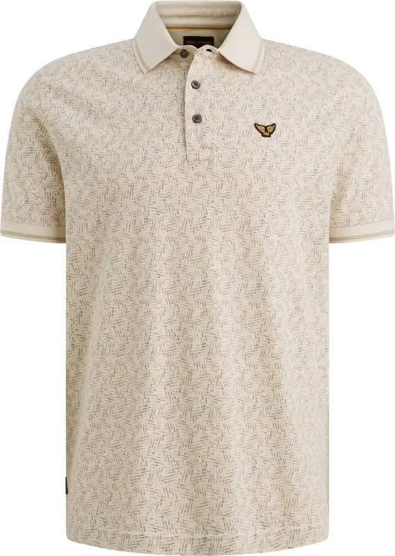 PME Legend Polo Shirt Piqué Print Ecru Off-White Beige maat 3XL