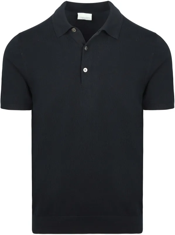 Profuomo Knitted Polo Shirt Navy Blue Dark Blue maat L