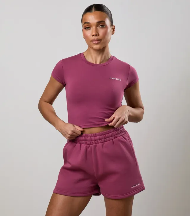 Light Burgundy Fitted Crop T-Shirt