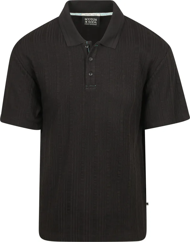 Scotch & Soda Knitted Polo Structured Black maat L