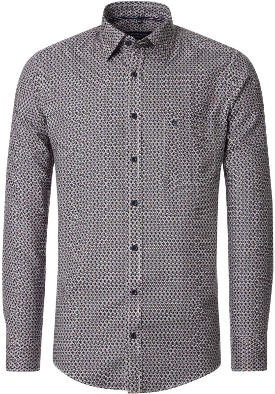CASAMODA Casual Shirt Print Multicolour Blue maat 3XL