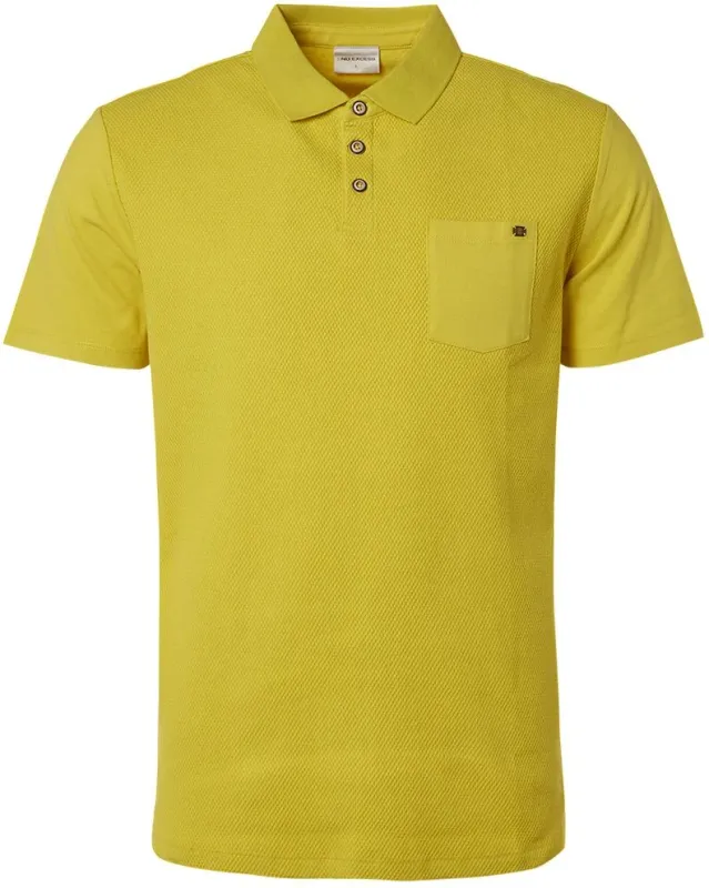 No Excess Polo Shirt Jacquard Mix Lime Yellow maat L
