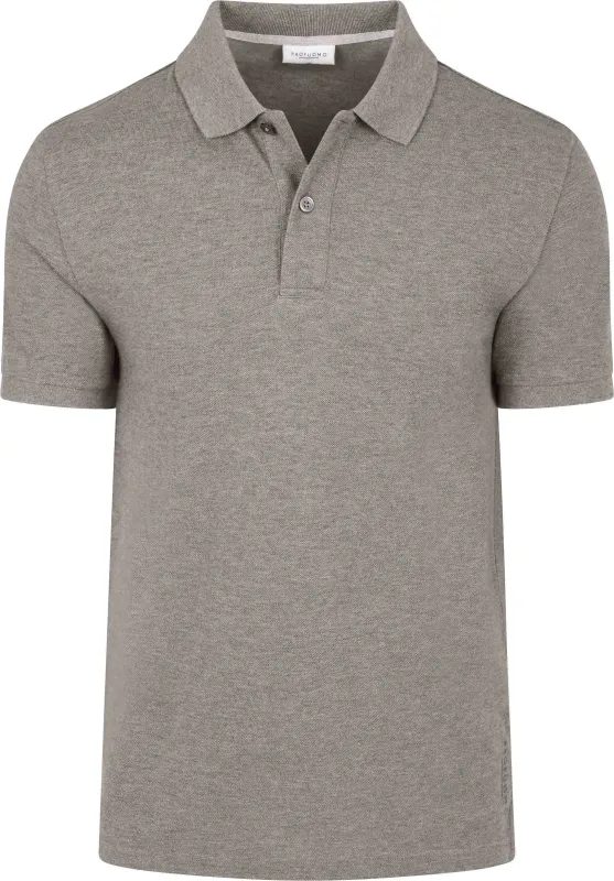 Profuomo Piqué Polo Shirt Melange Brown maat L