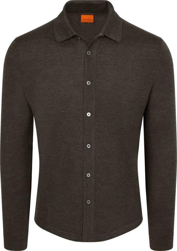Suitable Cardigan Shirt Merino Brown maat L