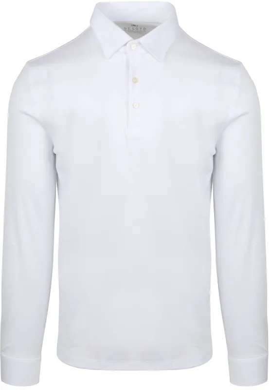 Desoto Essential Long Sleeve Polo Shirt White maat 3XL