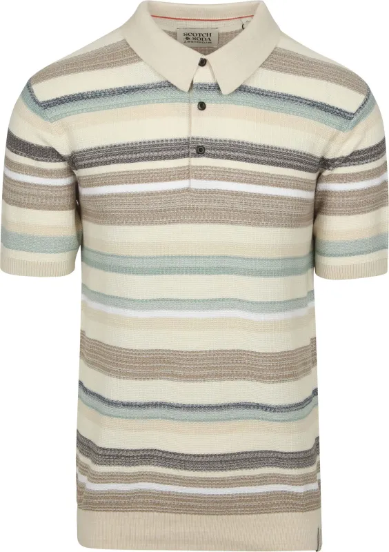 Scotch And Soda Knitted Polo Beige maat L