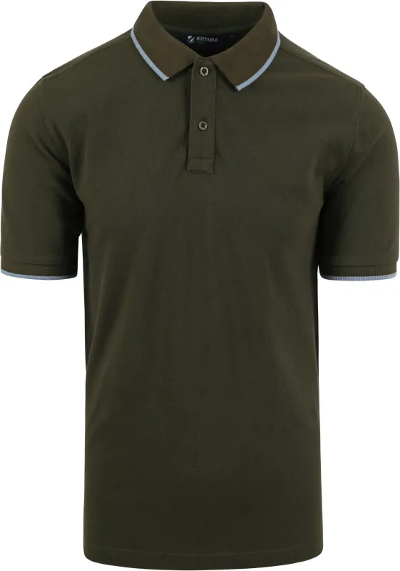 Suitable Respect Polo Shirt Tip Ferry Olive Dark Green Green maat L
