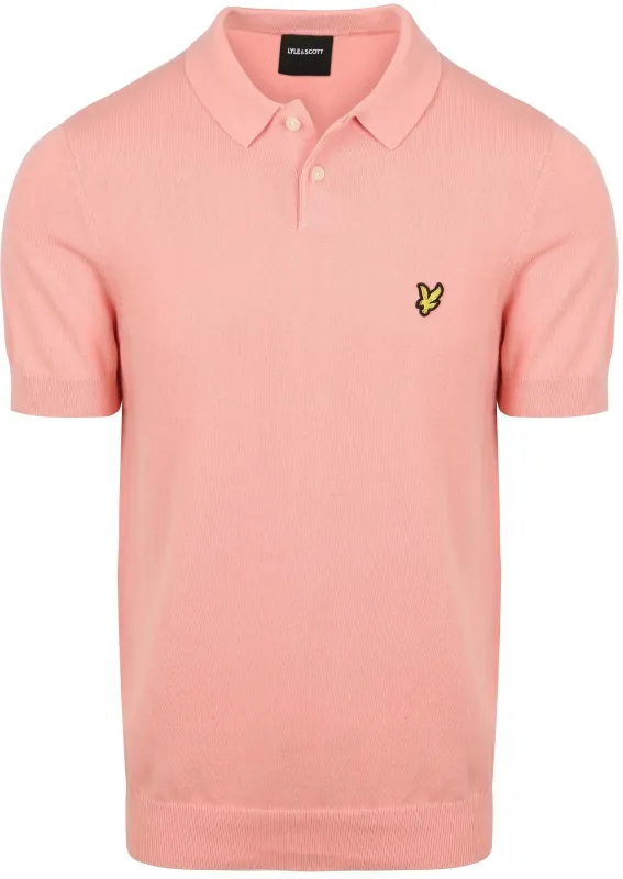 Lyle & Scott Knitted Polo Shirt Grapefruit Pink maat L