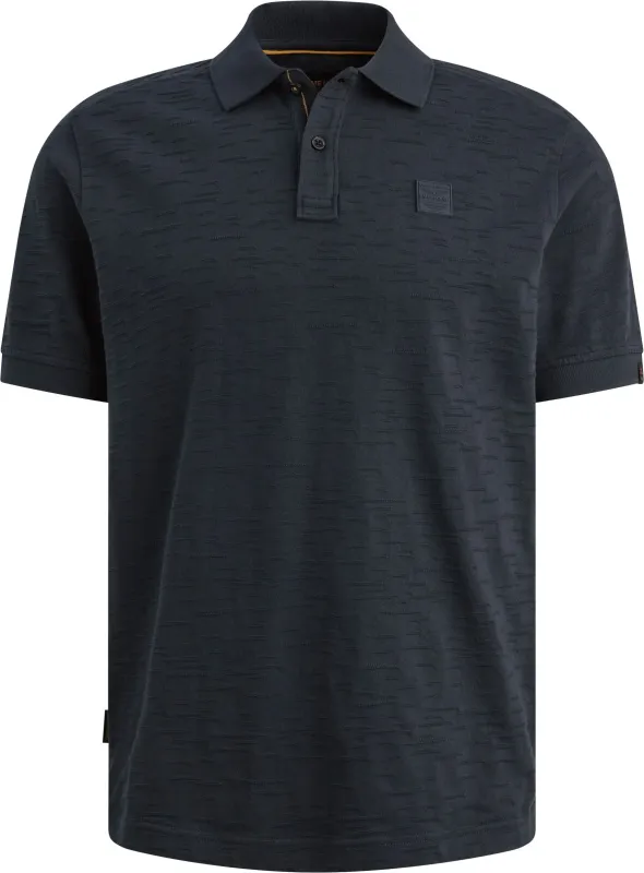 PME Legend Polo Shirt Jacquard Jersey Navy Blue Dark Blue maat 3XL