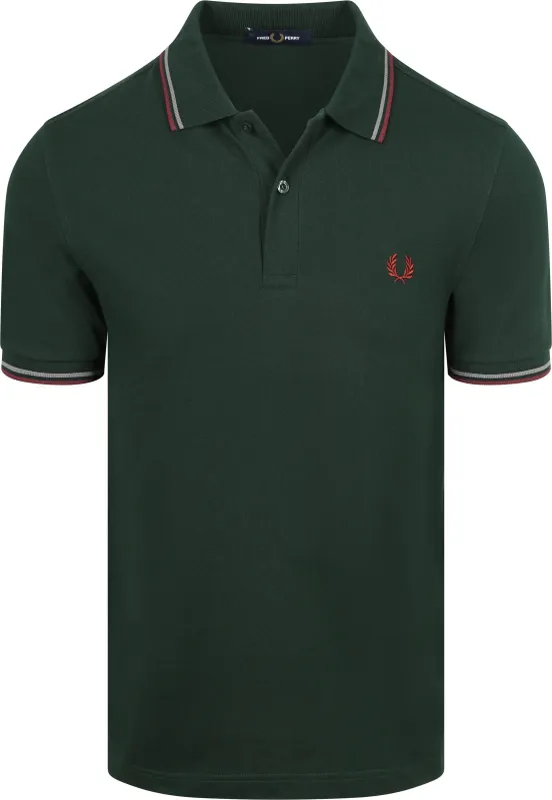 Fred Perry Polo Twin Tipped M3600 Dark 85A Green Dark Green maat L