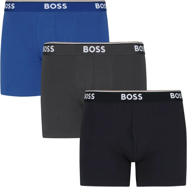 BOSS Boxer Shorts Power 3-Pack 487 Blue Dark Blue Grey Dark Grey Multicolour maat L