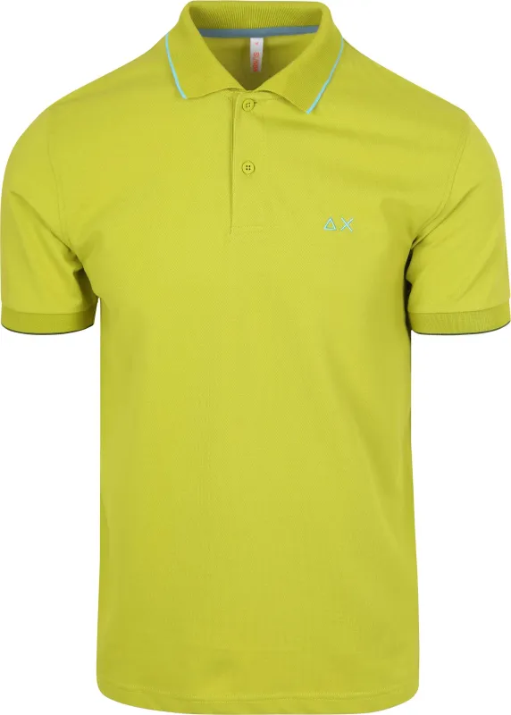 Sun68 Polo Shirt Small Stripe Collar Light Green maat L