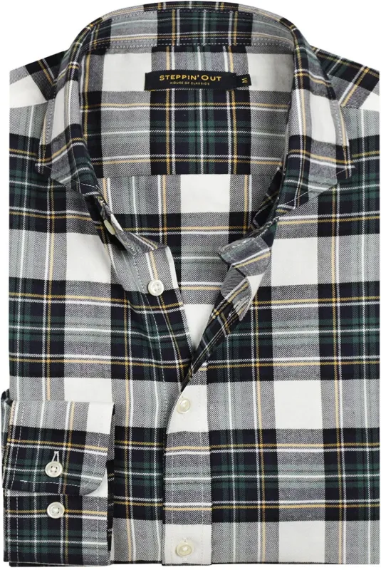 Steppin' Out Flannel Shirt Checks Black Green maat L