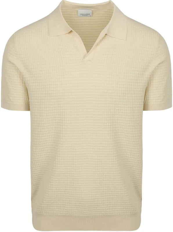 Profuomo Polo Shirt Riva Structure Ecru Off-White Beige maat L