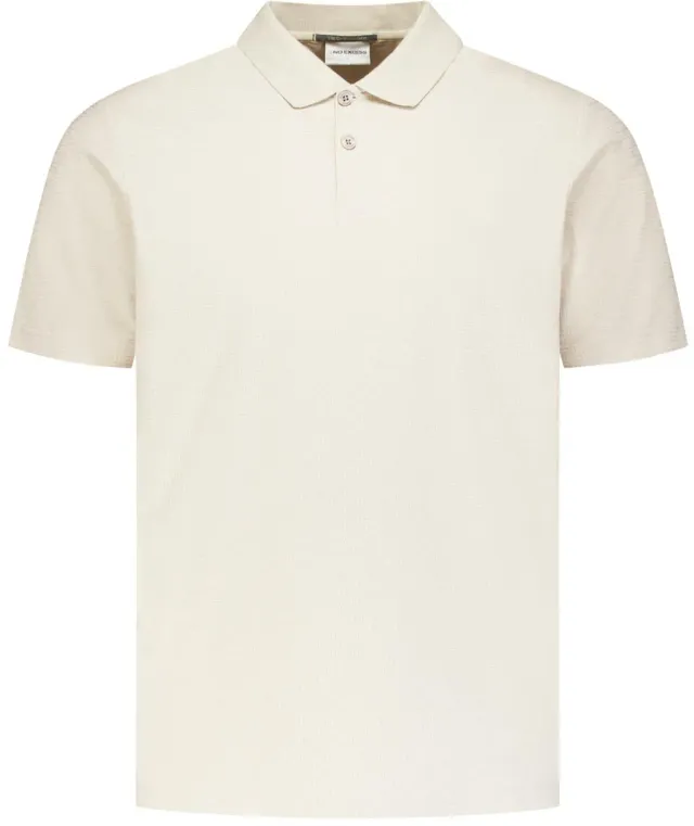 No Excess Knitted Polo Shirt Structure Ecru Beige Off-White maat 3XL