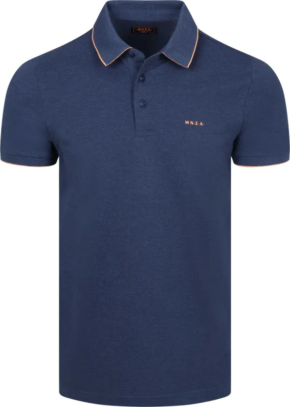 NZA Polo Henley Piqué Navy Sky Blue Dark Blue maat M