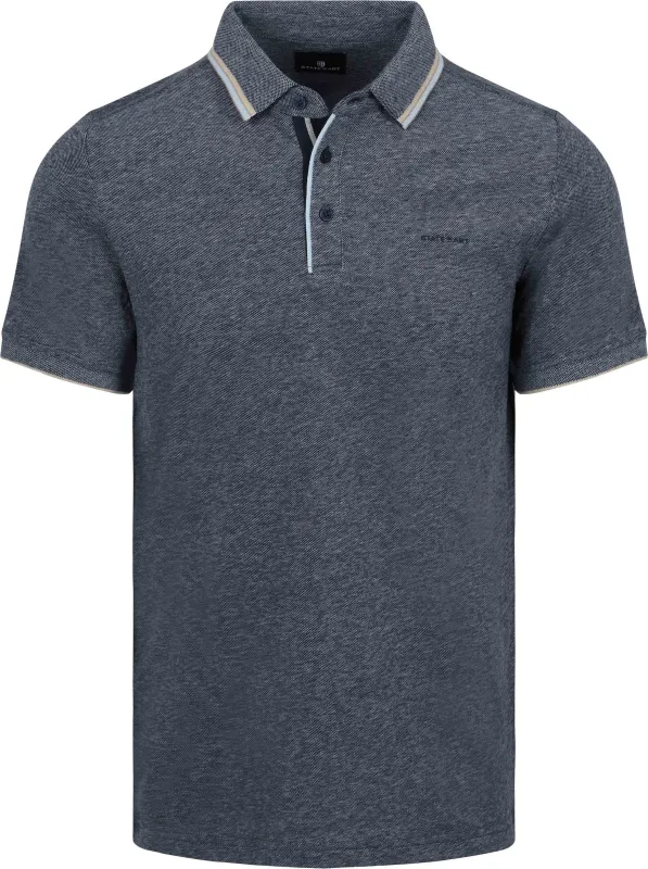 State of Art Polo Shirt Tipping Cotton Linen Navy Blue Dark Blue maat 3XL